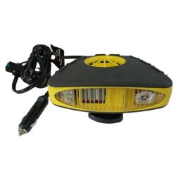 Ventilátor s ohrevom a LED žiarovkou 3v1 12V s rukoväťou prenosný (do auta)