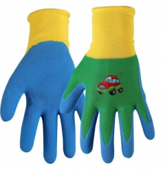 Rukavice antivybračné nylón-latex DRAGO zeleno-modré (detské rukavice RNYLA)